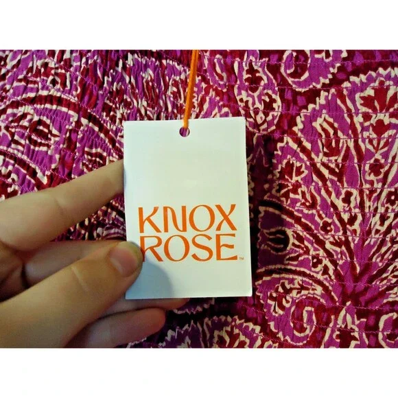 Knox Rose One Shoulder Smocked Maxi Dress Women Large Pink Floral Spring Cottage - Picture 4 of 9